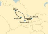 Karte – Sonderzugreise Registan von Aschgabat nach Almat