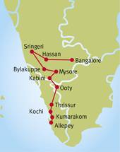Reiseverlauf - Karnataka und Kerala